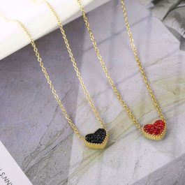 TN161 Dây chuyền titan trái tim đen đỏ