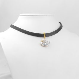 TN293 Dây chuyền titan choker thiên nga đính đá trắng