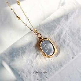 TN613 Dây chuyền nữ titan chiếc gương hình bông hồng