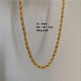 TN615 Dây chuyền nữ titan 5mm không mặt kiểu dây thừng buộc tàu