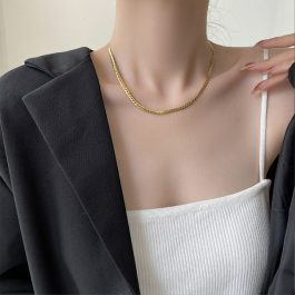 TN617 Dây chuyền, vòng cổ nữ titan kiểu lặc 4mm
