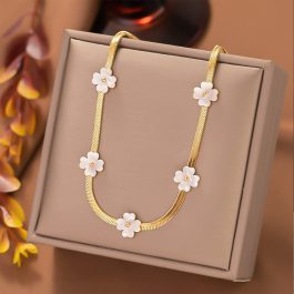 TN627 Dây chuyền nữ titan mì dẹp kết cỏ 4 lá các điệu