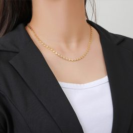 TN639 Dây chuyền nữ titan mắc tròn chạm móc máy