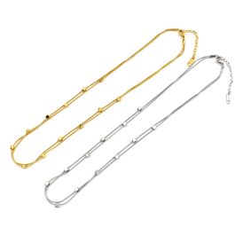 TN679 Dây chuyền 2 sợi mì titan kết hạt vuông cách điệu