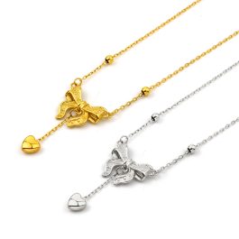 TN694 Dây chuyền nữ titan mặt hình chiếc nơ rớt cách điệu trái tim