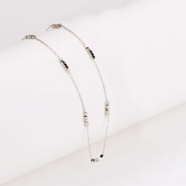 TN698 Dây chuyền nữ titan hạt vuông cách điệu trơn không kèm mặt