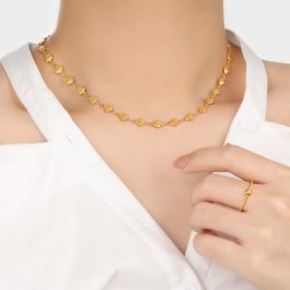 TN734 Dây chuyền nữ titan các mắc xích hình trái tim không mặt