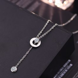 TN763 Dây chuyền nữ titan mặt tròn số la mã