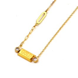 TN773 Dây chuyền nữ titan mặt hình thỏi vàng tài lộc
