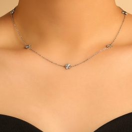 TN819 Dây chuyền titan 5 bông hoa 5 cánh móc máy
