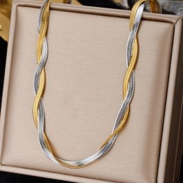 TN843 Dây chuyền 2 sợi mì dẹp titan thắt bính
