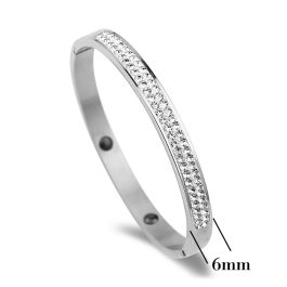 TV014 Vòng tay titan bảng 2 hàng xoàn màu trắng