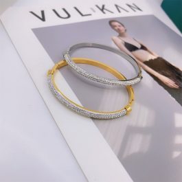 TV144 Vòng tay inox titan đính kim cương nữa vòng