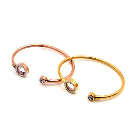TV165 Vòng tay titan đính đá thời trang thiết kế hở