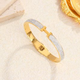TV223 Vòng tay titan chữ H thời trang Hermes đính kim